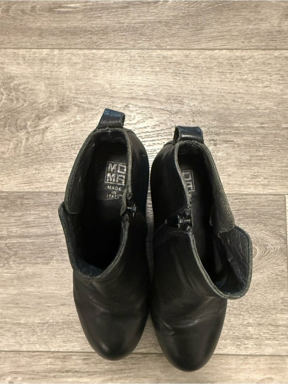 MOMA BLACK Ankle Leather Boots heeled booties size 36.5 made in Italy - Picture 5 of 13